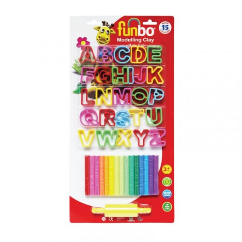 فنبو صلصال 300 جرام 15 لون فسفوري + 26 قالب + فرادة