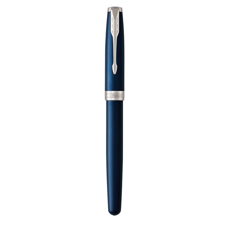 Parker Sonnet Fountain Pen Blue lacquer cap and barrel accented by palladium-finished clip and trim
