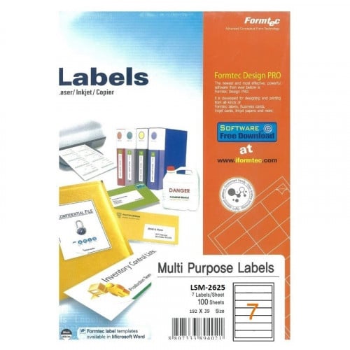 Formtec Sticker A4 7 Labels/Sheet