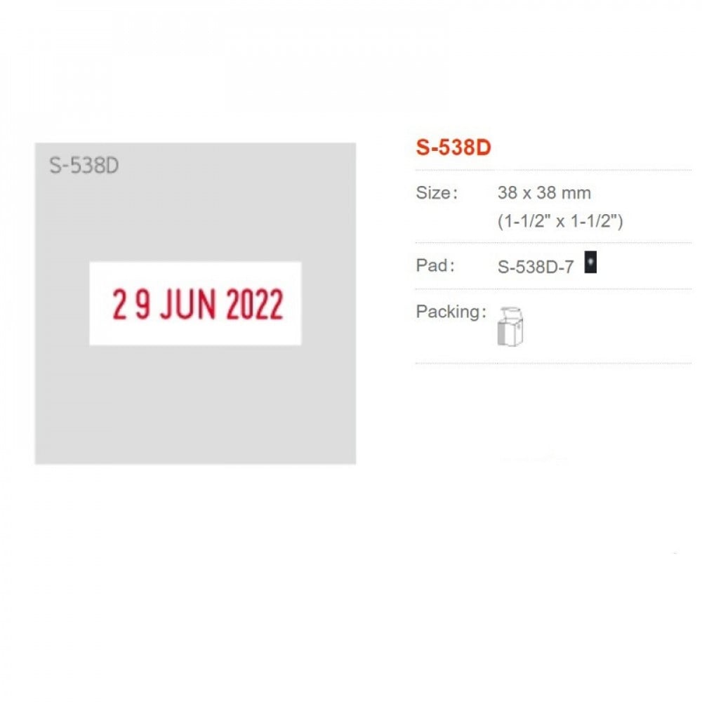 Shiny Self-Inking Dater Square 38X38 mm