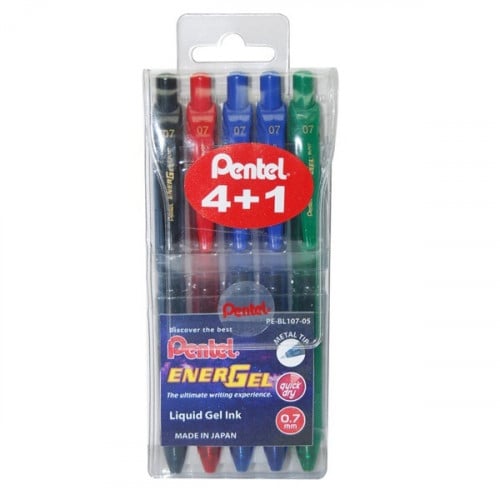 Pentel Energel-X Retractable Gel Roller Pen BL107 PAC=5PC