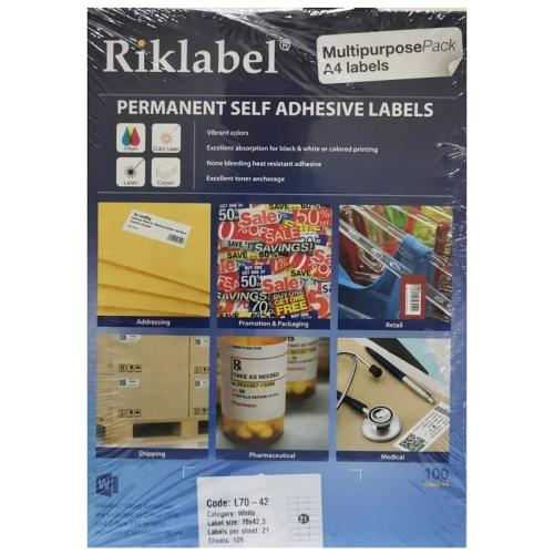 ريكليبل ورق لاصق أبيض مطفي 42.3X70 مم 21 لاصق/الصفحة