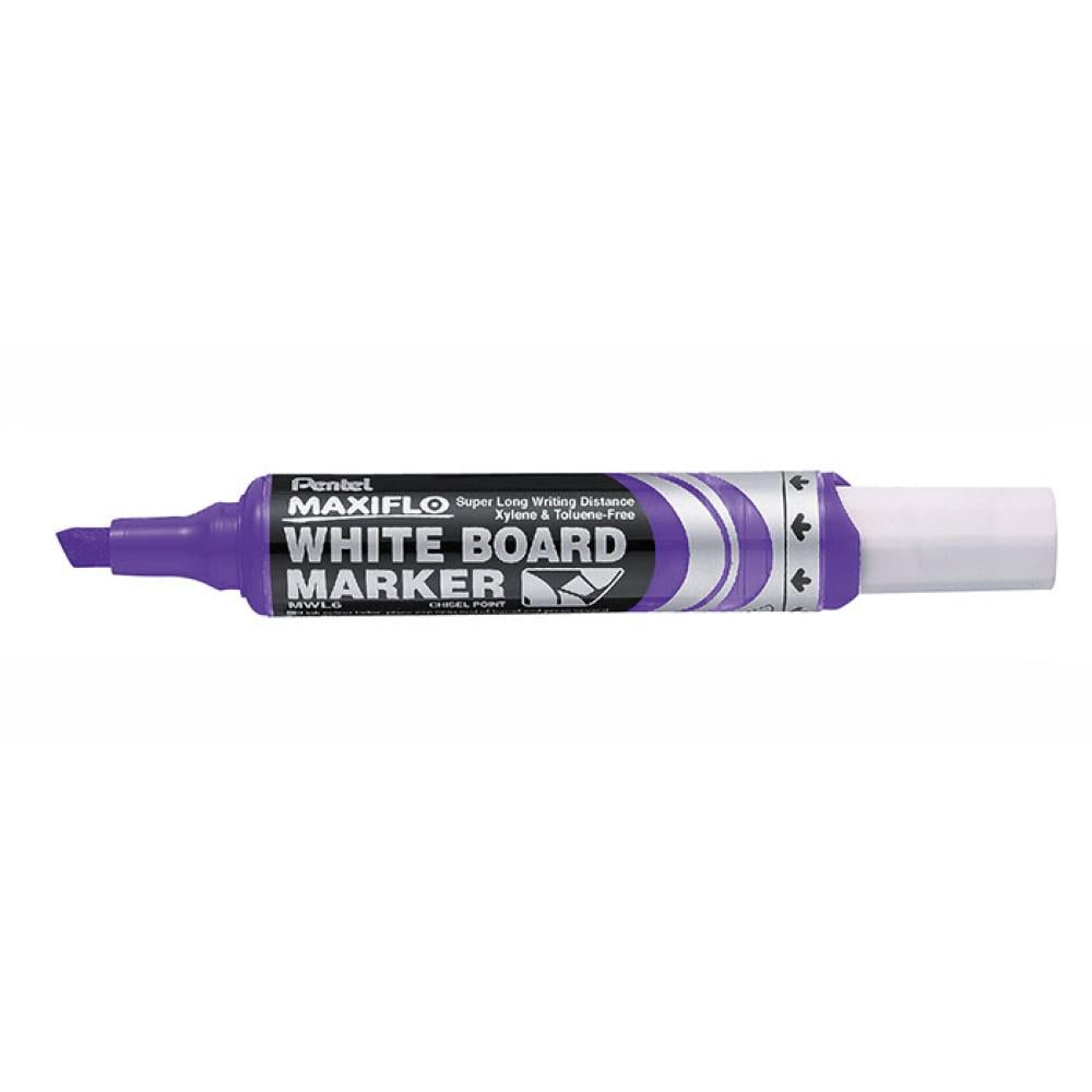 Pentel Maxiflo Medium Chisel Tip Liquid Ink Dry Wipe Marker MWL6 BX = 12 Pens