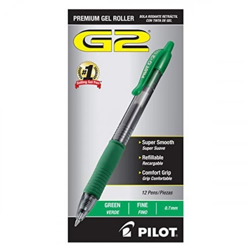 Pilot G2 Gel Ink Rollerball Pen 1.0 mm Green BX = 12 Pens