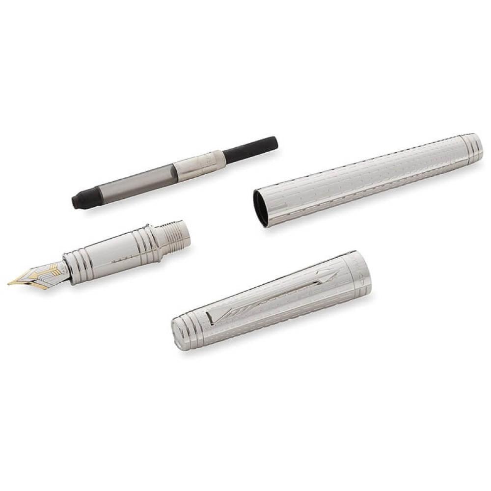 باركر بريميير قلم حبر كروم مطلي بالذهب والفضة