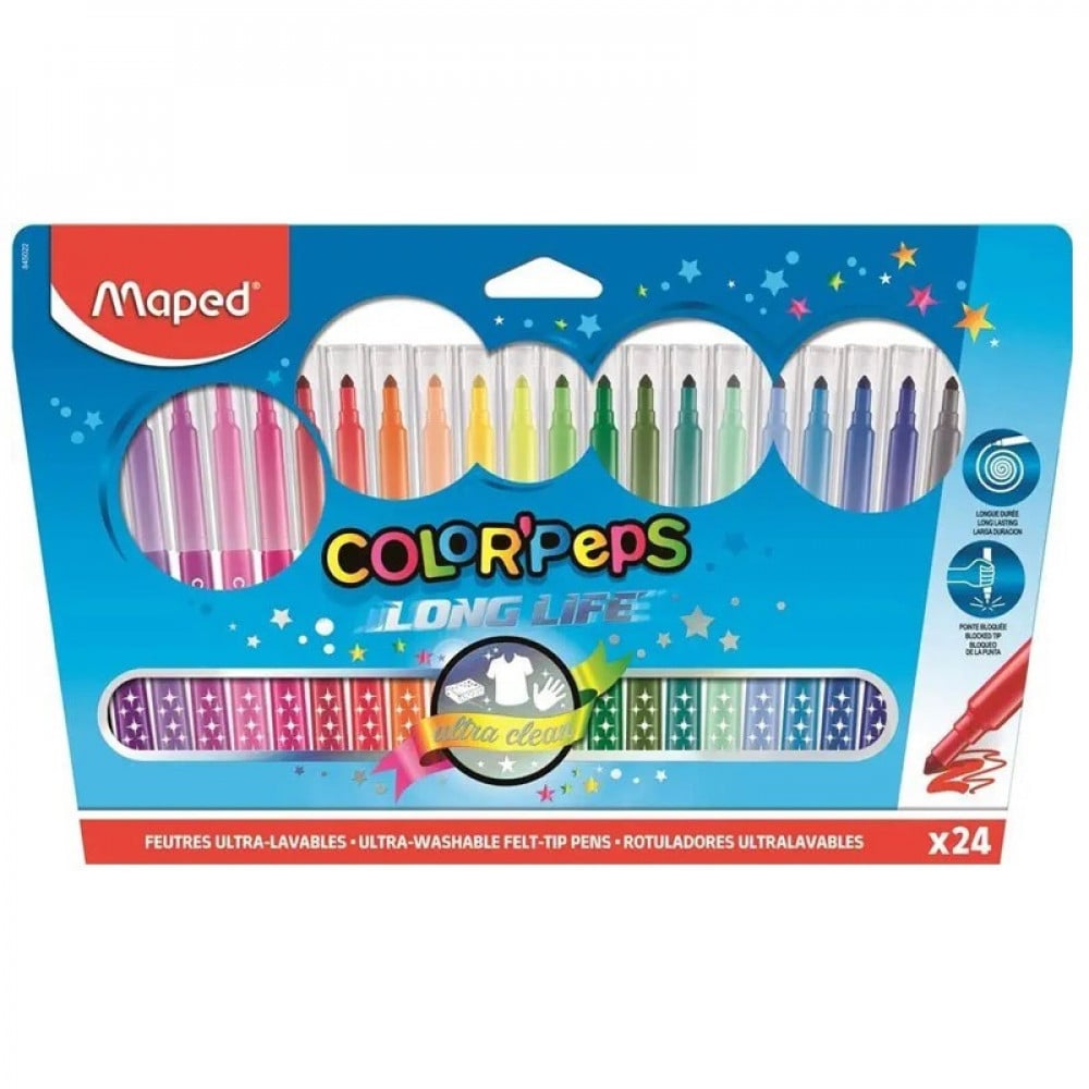 Maped - Color'Peps Long Life Medium Tip Markers - Pack of 24