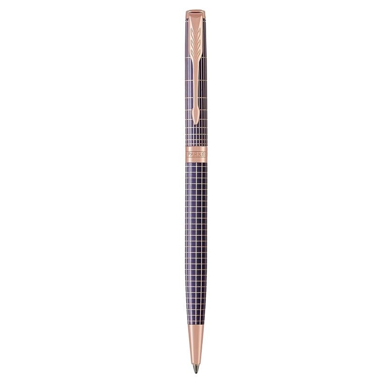 Parker Sonnet Ballpoint Pen - Chiselled Purple Matrix Pink Gold Trim