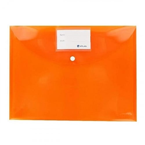 أطلس ملف طقطق شفاف سادة برتقالي العبوة 12 ملف