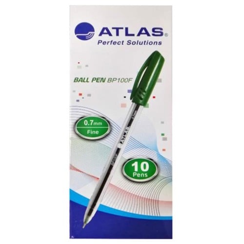 Atlas Ball Pen 0.7 mm Fine BP100F Green BX=10pcs