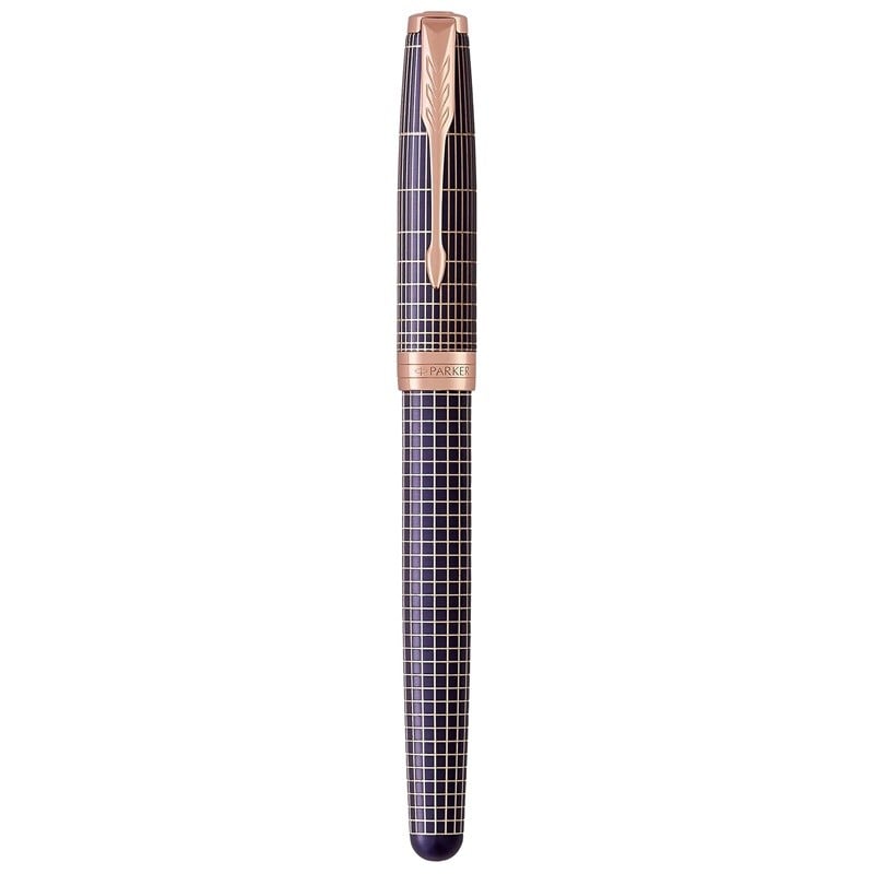 Parker Sonnet Rollerball Pen - Chiselled Purple Matrix Pink Gold Trim