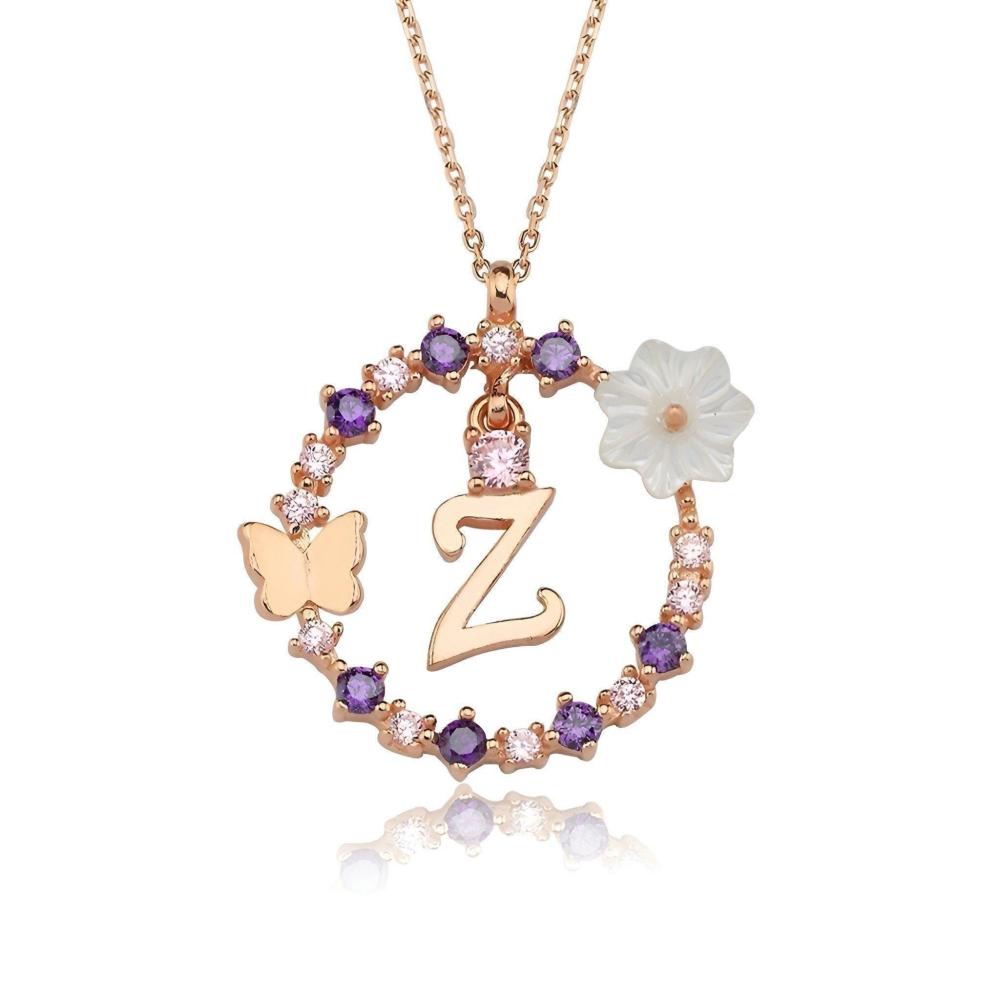 A unique gold-plated silver chain with the letter (Z), decorated