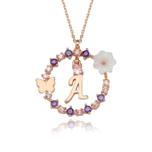 Unique Silver Necklace with Letter Z Decorated with