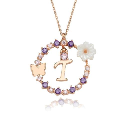 Unique silver chain with the letter B, decorated with a butterfly
