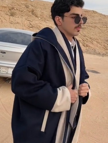 فروه رجالية دبل فيس مع شال سكري وكحلي