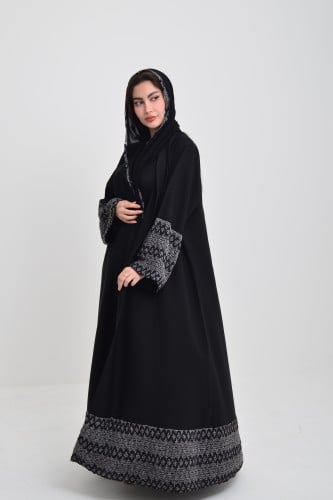 عباية كتان مع دانتيل تركي