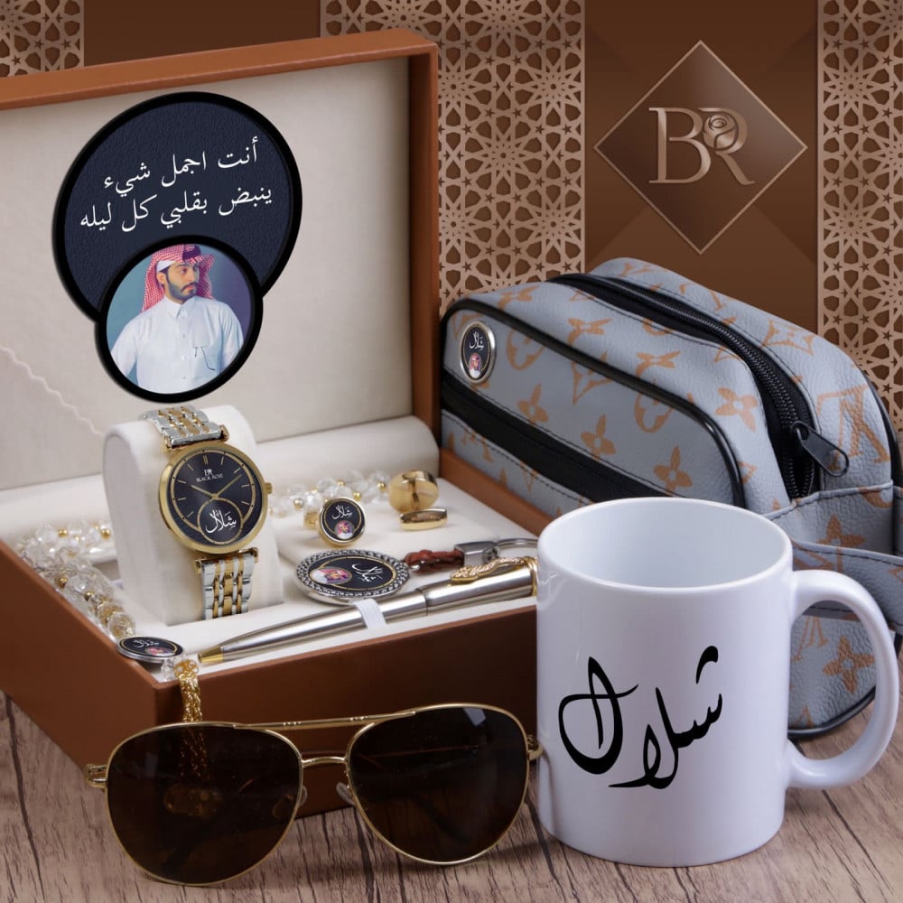 اطقم ساعات وجاليه بتصميم الاسم والصوره حسب الطلب باكسسوارات متكامله