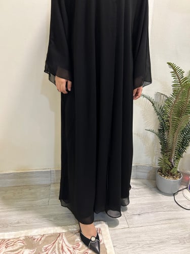 عباية أنيقة طبقتين (شيفون ساده) غير شفافه