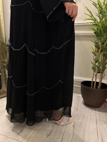 عباية شيفون شك لون فيروزي غامق