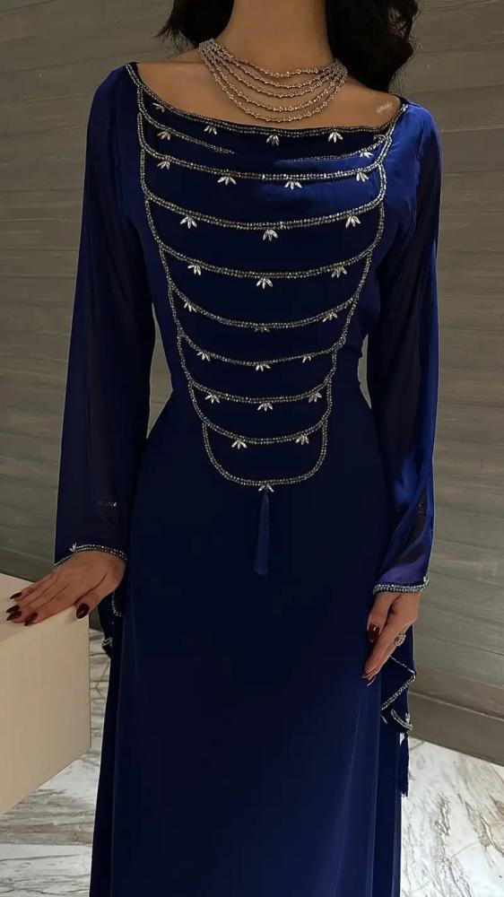 فستان عيد كحلي من الشيفون