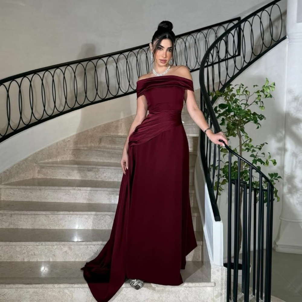 فستان سهرة خمري طويل