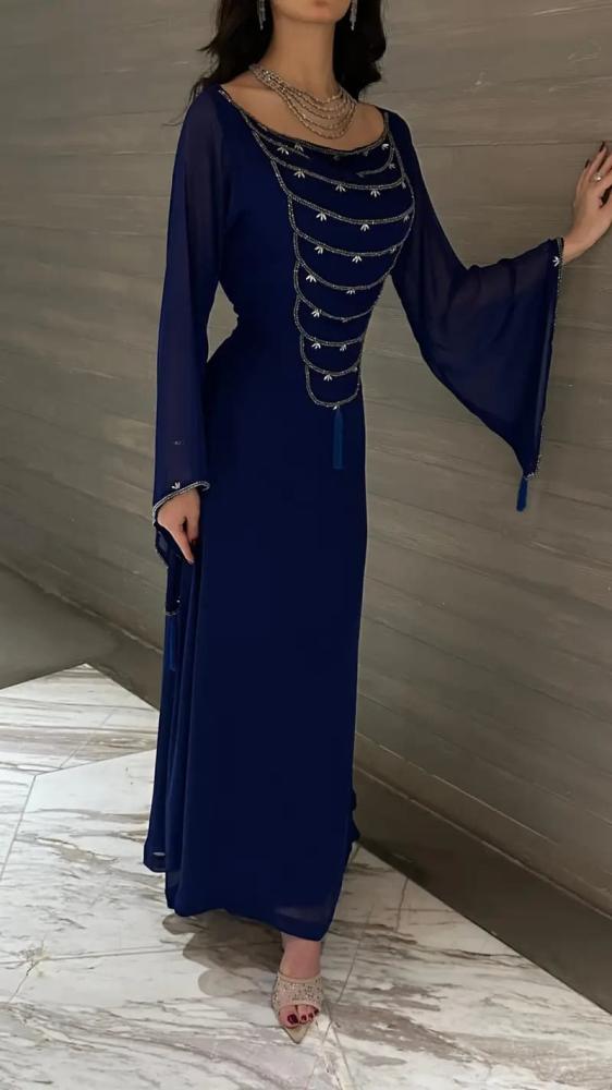 فستان عيد كحلي من الشيفون
