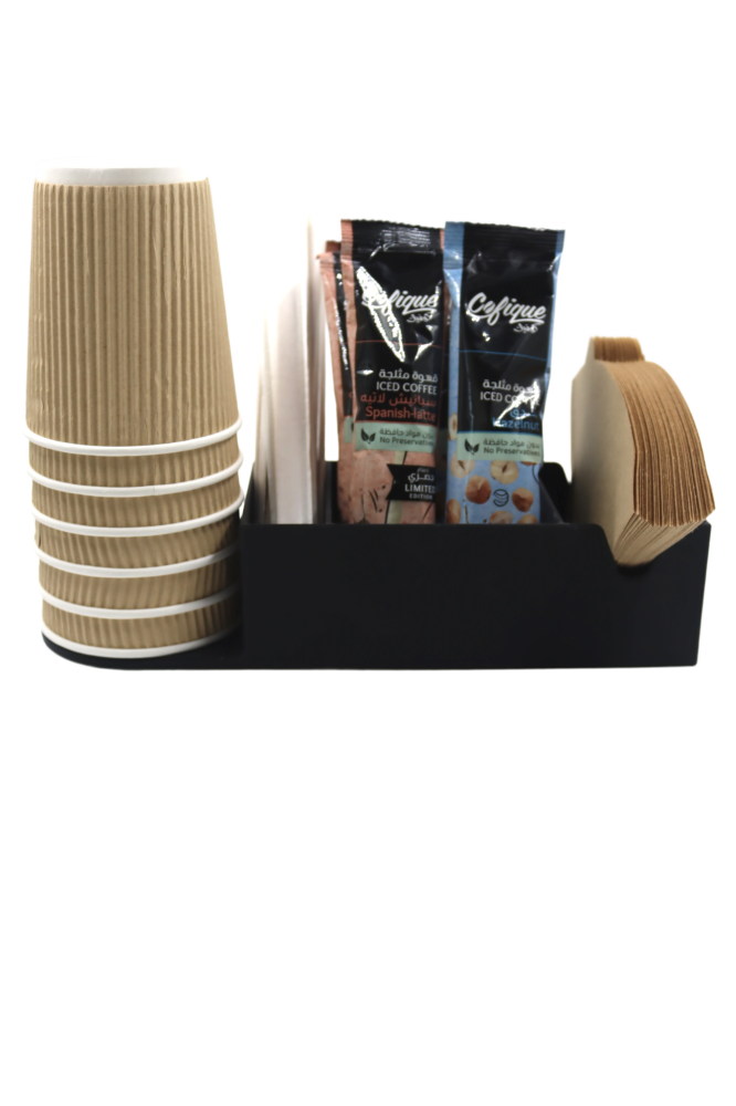 منظم ركن القهوة مكونات وأكواب