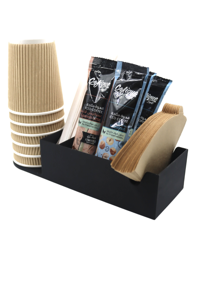 منظم ركن القهوة مكونات وأكواب