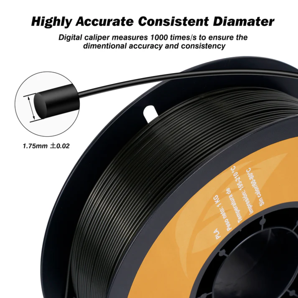KINGROON PLA (Black) 3D Filament 1.75Ø, 1kg