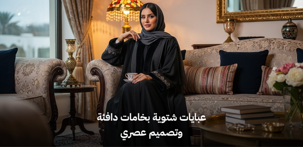 أحدث صيحات عبايات شتوية بخامات دافئة وتصميم عصري