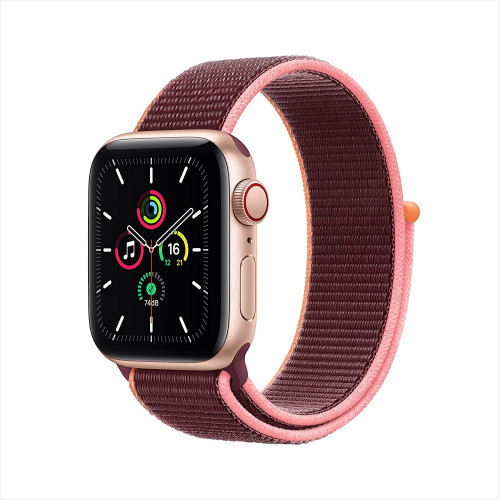 Apple Watch SE GPS, 40mm Gold Aluminium Case with Pink Sand Sport Band -  Regular - Golden Apple