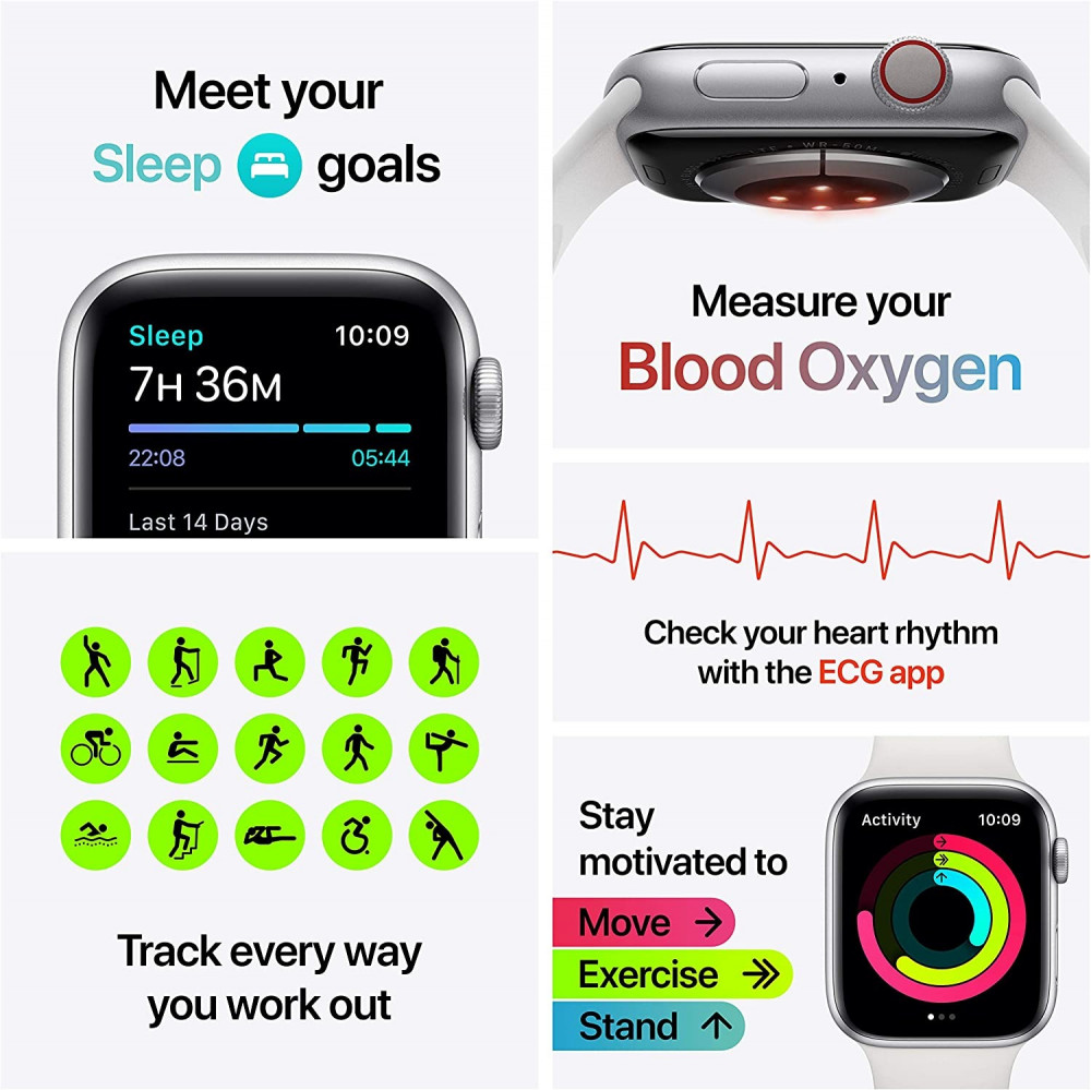 Apple Watch Series 6 GPS + Cellular, 40mm Silver Stainless Steel Case with  Silver Milanese Loop - التفاحة الذهبية