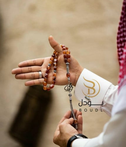 سبحه عقيق اصلي طراز فريد يصمم بالاسم