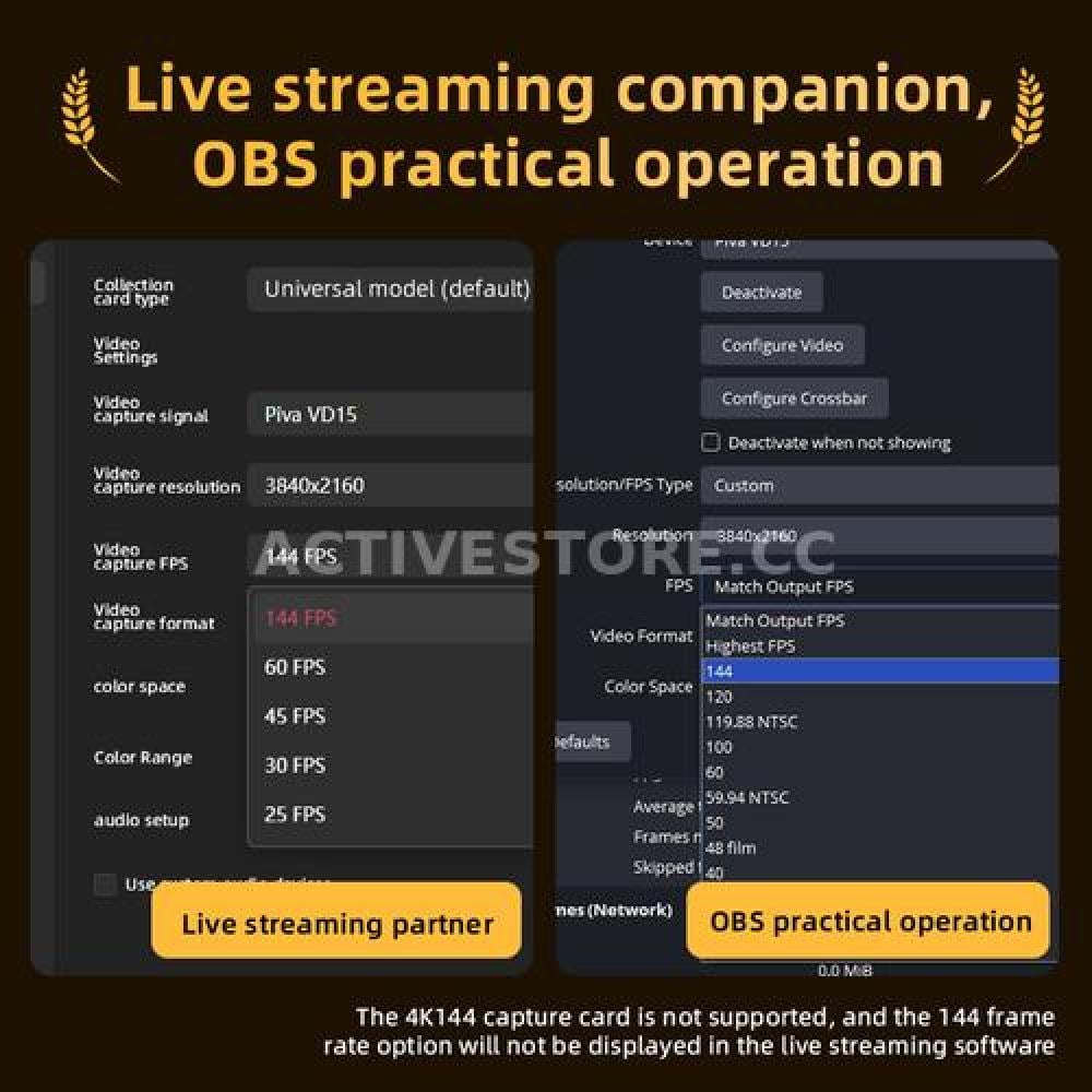 قطعة 5in1 لنقل الصوت والصورة للبث المباشر 4k144Hz واضاءة ملونة | PIVA