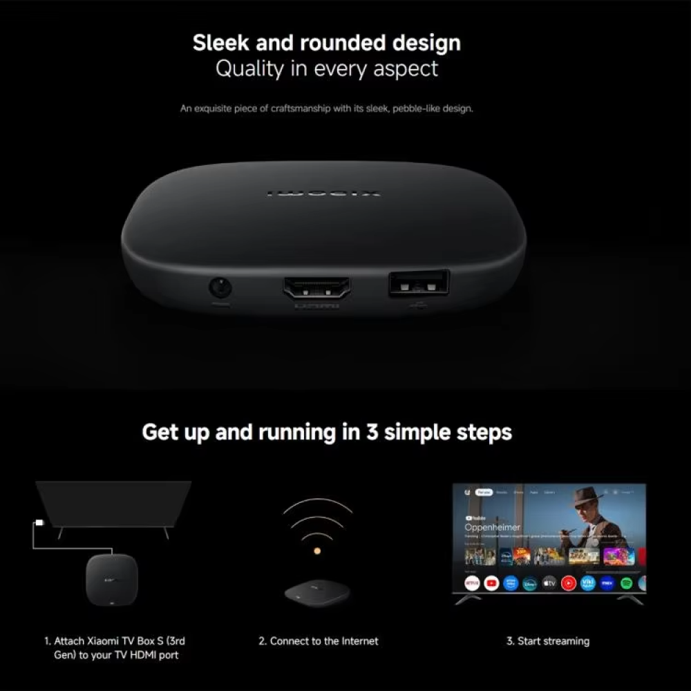 رسيفر  Mi Box S 4K الجيل الثالث يحول جهازك العادي الى سمارت