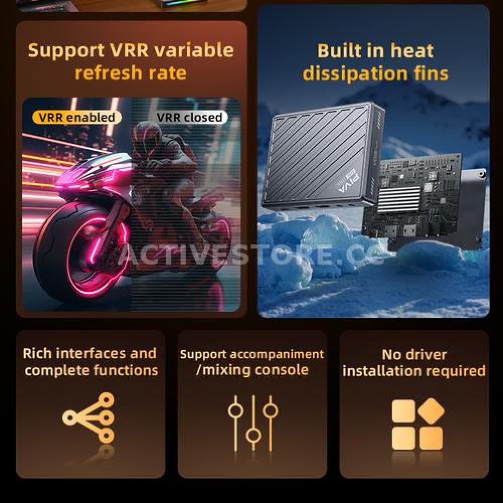 قطعة 5in1 لنقل الصوت والصورة للبث المباشر 4k144Hz واضاءة ملونة | PIVA