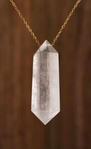 قلادة حجر كلير كوارتز (White Crystal ) )