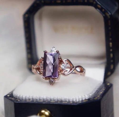 خاتم حجر جشمت ( Amethyst ) فضة عيار 925