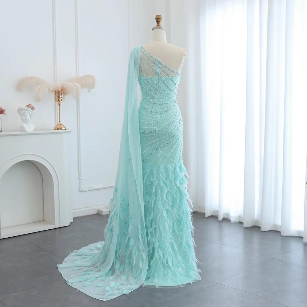 Feather off-shoulder dress