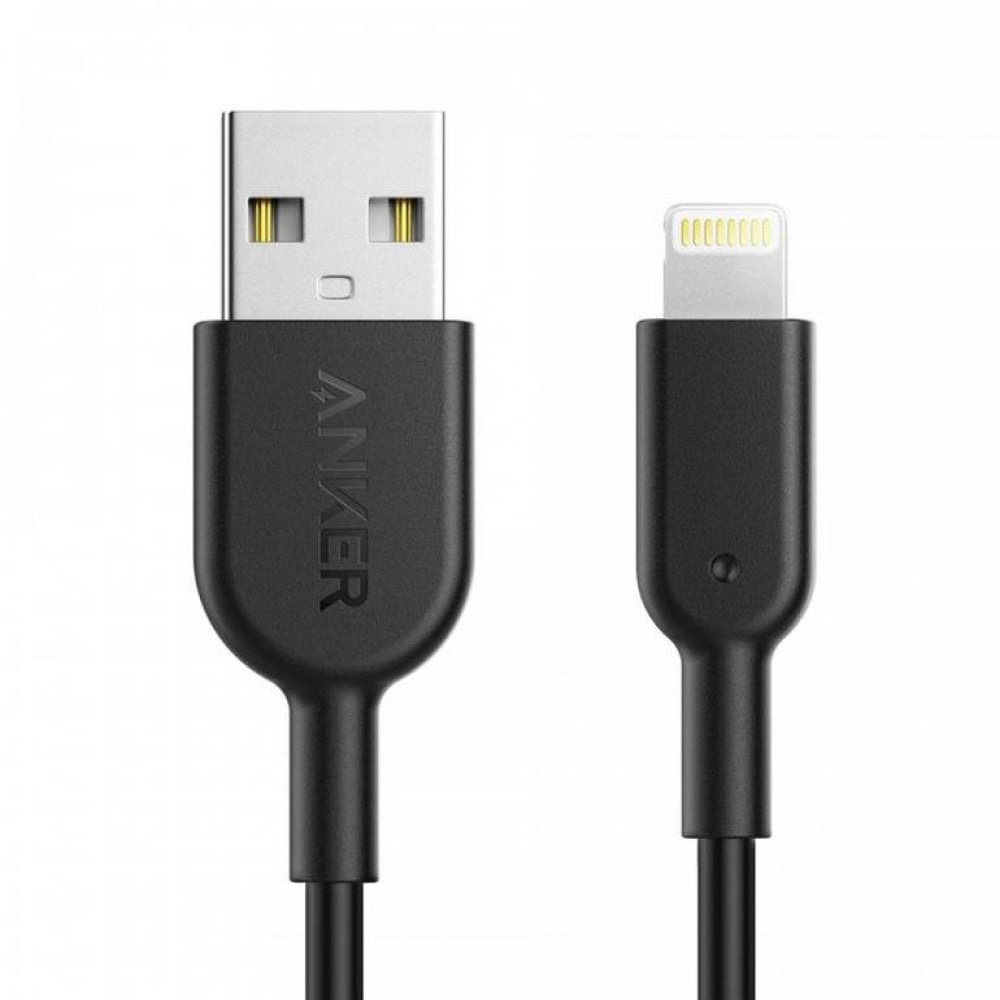 Powerline charger cable || Anker USB Lightning Cable - Black - متجر مثلث للاتصالات والالكترونيات