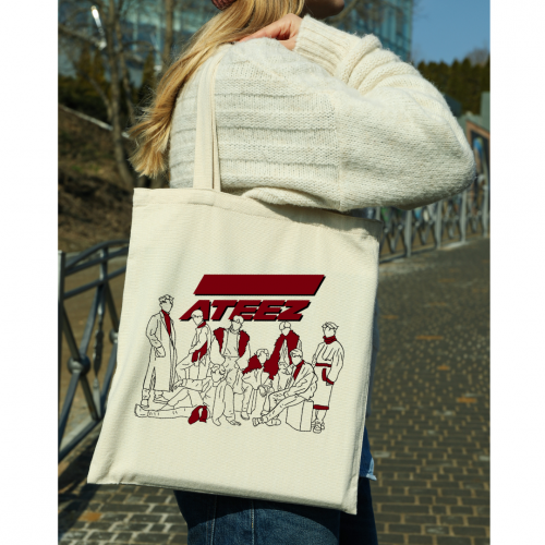 شنطة قماشية Tote bag برسم رقمي لـ ايتيز Ateez