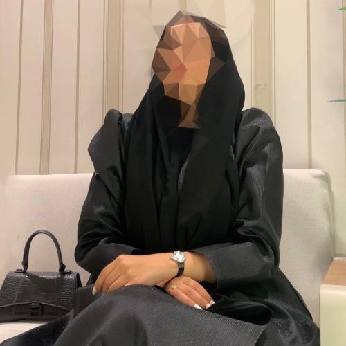 عباية صيفية جاكار نص كلوش أسود