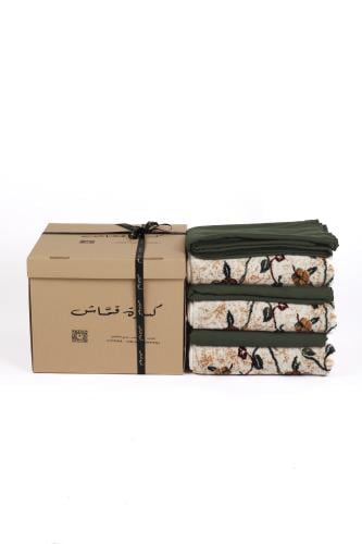 بكج ثلاث جلال الصلاة مربع مع ثلاث سجاد ( لون زيتي...