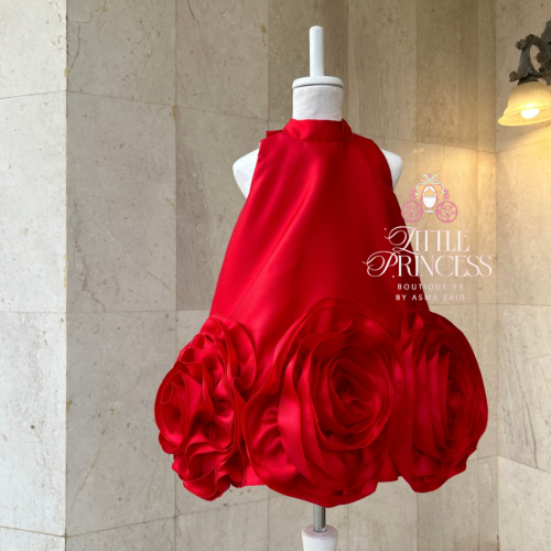 Red rose dress فستان الجوري الاحمر + اكمام منفصله