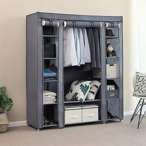 دولاب قماش غير منسوج باللون الرمادي مقاس 175×45×15...