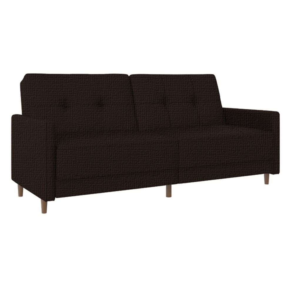 لين أريكة سرير 2x1 منجدة بالكتان لون بني غامق مقاس 193x86x85 سم