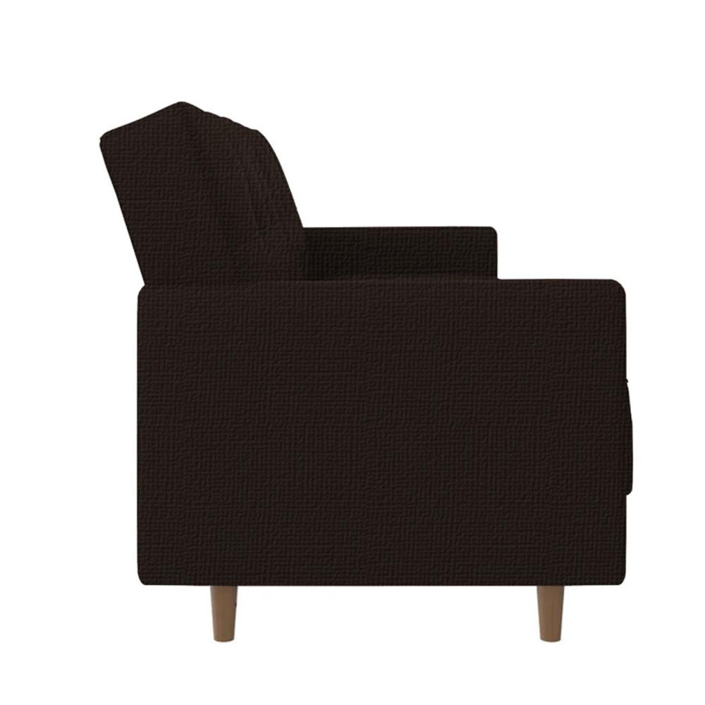 لين أريكة سرير 2x1 منجدة بالكتان لون بني غامق مقاس 193x86x85 سم