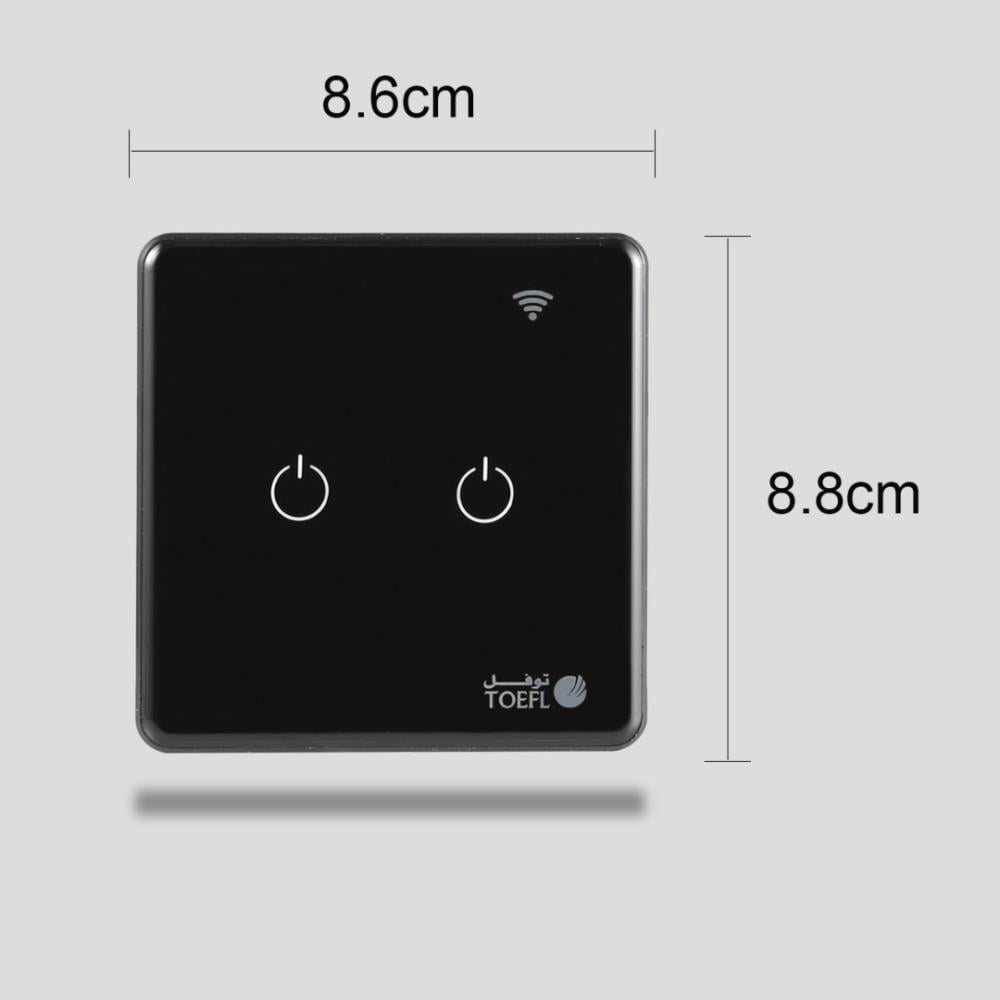 مفتاح ذكي ثنائي غطاء اسود تحكم عن بعد Wifi سهل الاستخدام يعمل باللمس تحكم بالجوال متوافق مع اليكسا وجوجل هوم توفل