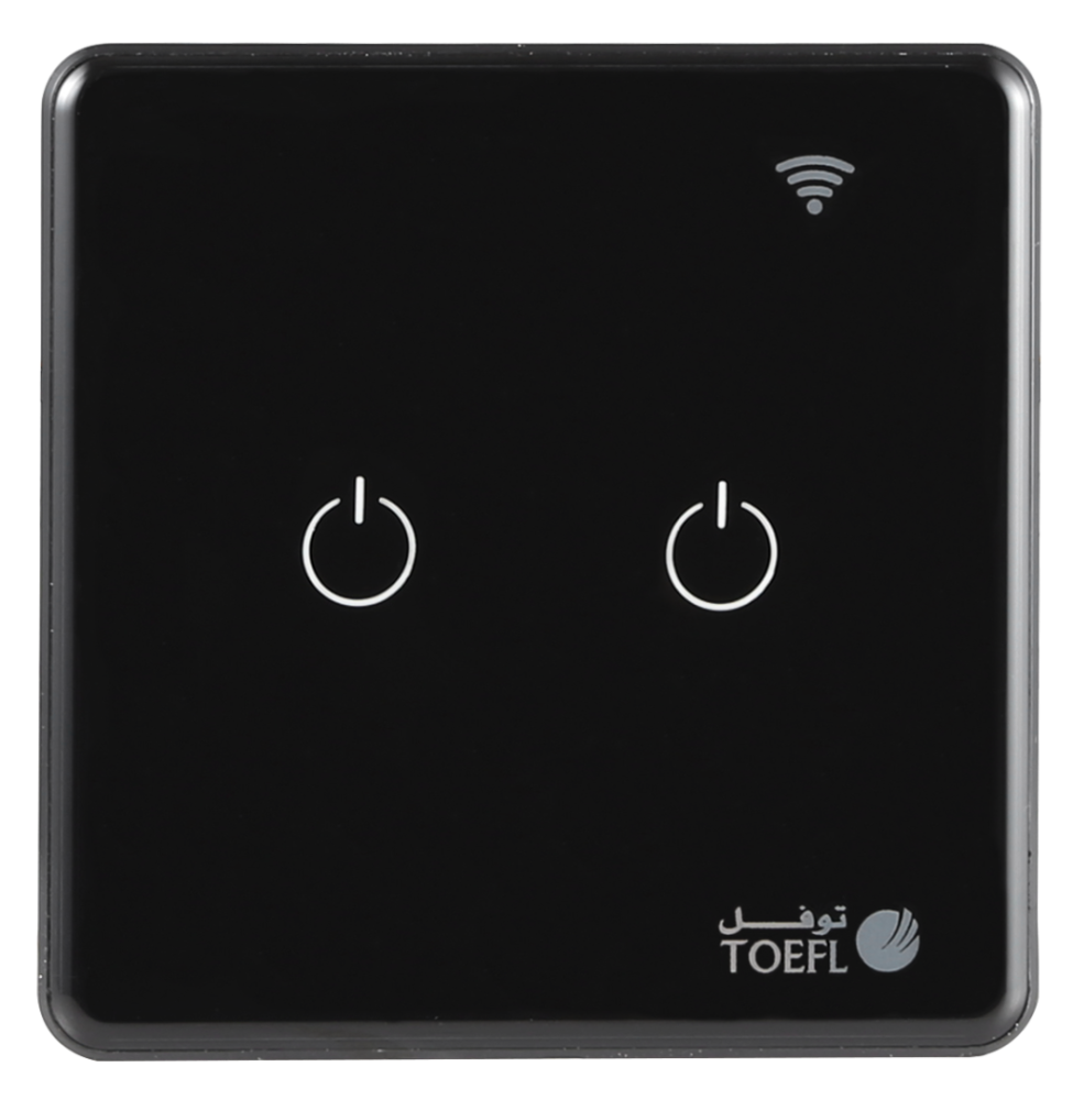 مفتاح ذكي ثنائي غطاء اسود تحكم عن بعد Wifi سهل الاستخدام يعمل باللمس تحكم بالجوال متوافق مع اليكسا وجوجل هوم توفل