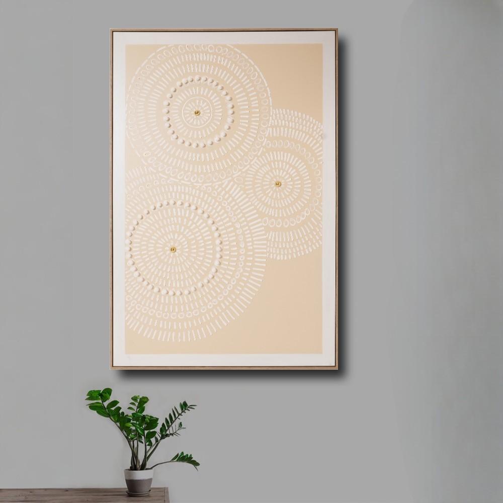 لوحة جدارية بتصميم فريد باللون البيج مقاس 120x80 سم