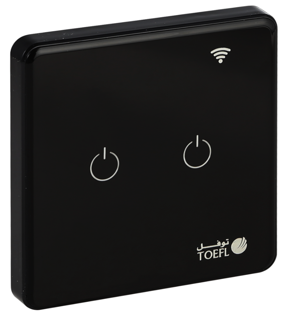 مفتاح ذكي ثنائي غطاء اسود تحكم عن بعد Wifi سهل الاستخدام يعمل باللمس تحكم بالجوال متوافق مع اليكسا وجوجل هوم توفل